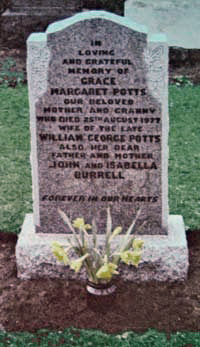 Potts headstone